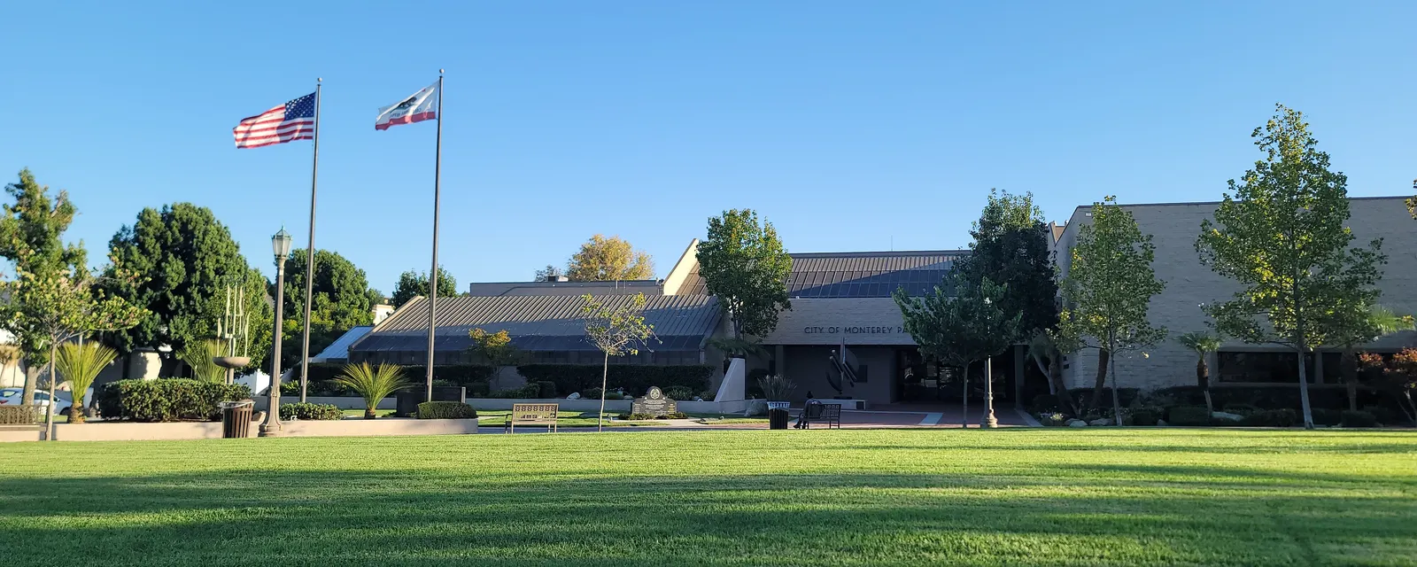 Monterey Park City Hall and Barnes Park, where the studio is based