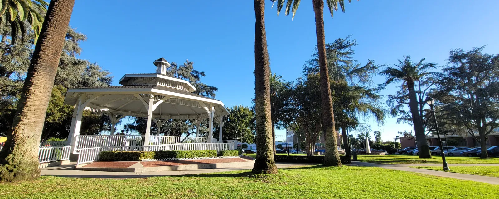 The white gazebo and lawn at Temple City Park