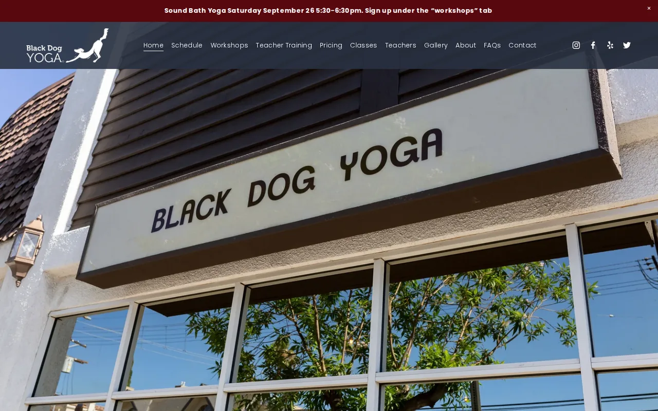 blackdogyoga.com home page, 2026