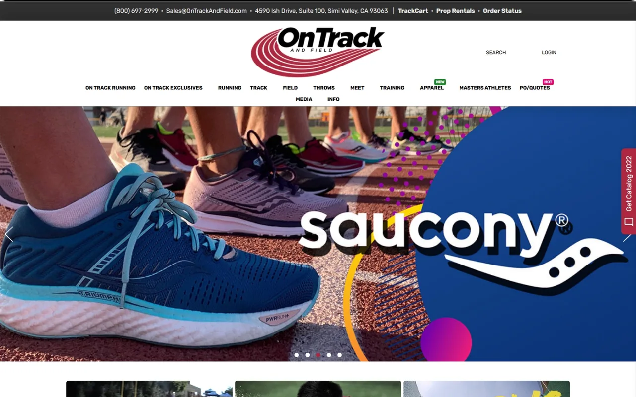 ontrackandfield.com home page, 2026